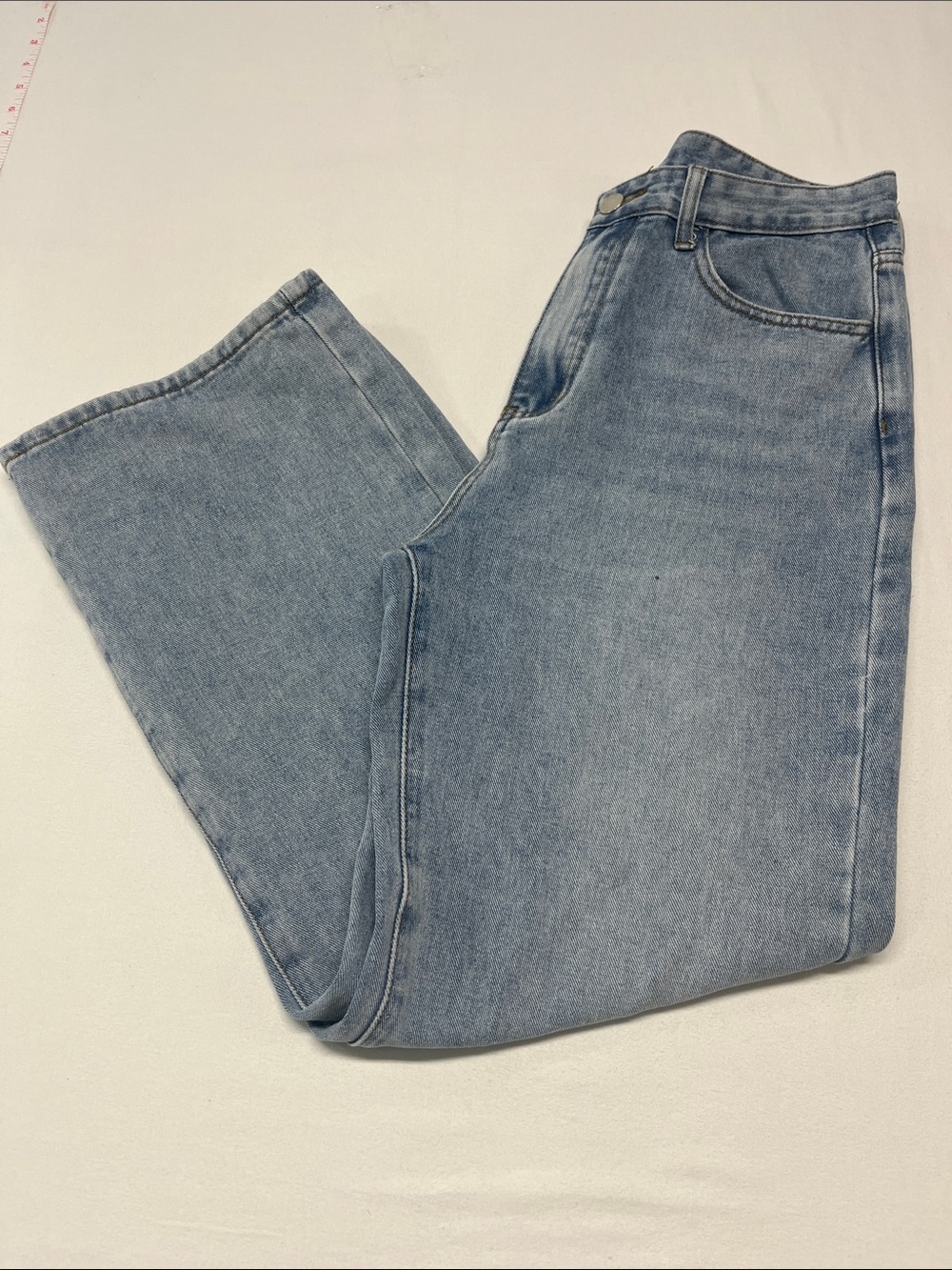 Cider womans Faded Light Blue Wide-Leg Jeans every day casual Park walk 1446